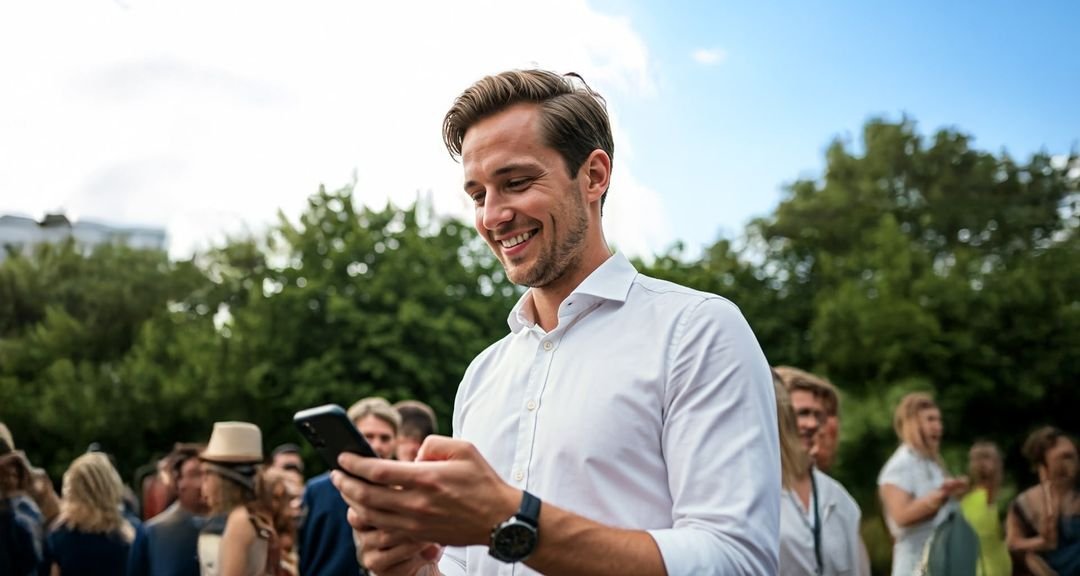 Sponsor bekijkt het bereik van zijn campagne op de telefoon